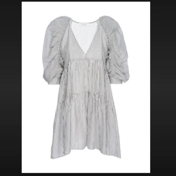 FRAME NWT BOHO BOHEMIAN CASUAL STRIPE DRESS SHIRRED BABYDOLL EMPIRE S - Picture 9 of 9